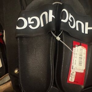 HUGO Black Slides with Bold Logo